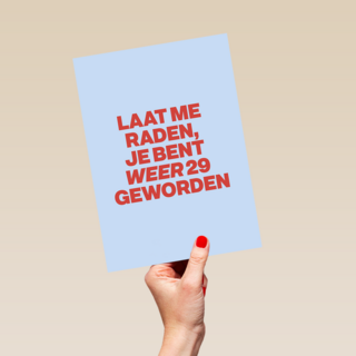 verjaardag kaart vrouw weer 29 geworden