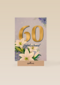 Verjaardagskaart klassiek 60 jaar vrouw gouden letters en bloemen