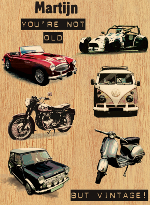 Houten Kaart Verjaardagskaarten | Oldschool Motor And Cars