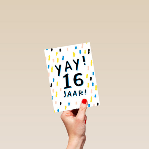 Verjaardagskaart yay 16 tiener jongen meisje