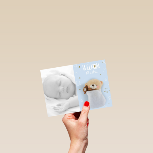 fotokaart liggend baby forever friends blauw