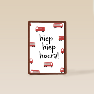 verjaardagskaart brandweerauto hiep hiep hoera