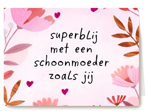 Moederdagkaart Roze Superblij met een schoonmoeder als jij