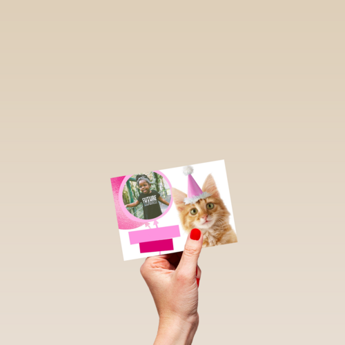 fotkaart met feestlijke kat