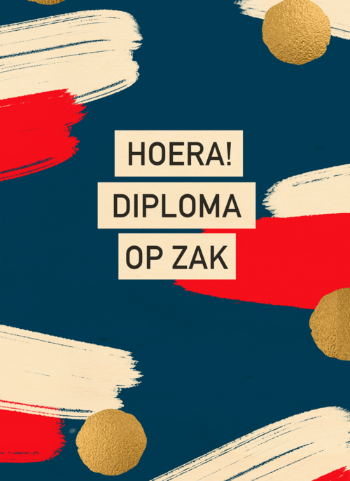 Houten Kaart Diploma | Hallmark | Houten Kaart Hallmark | Diploma | Rood Wit Blauwe Geslaagd Kaart Met Goud