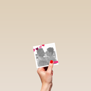 Fotokaart met slinger van hartjes