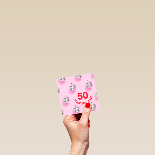 Verjaardagskaart vrouw 50 discobollen