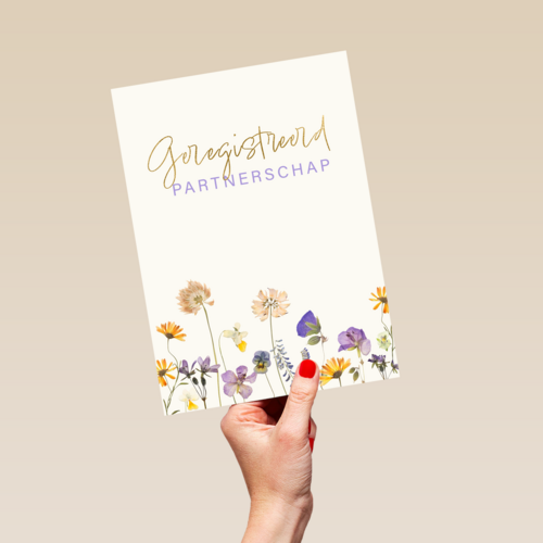 kaart met bloemen voor geregisteerd partnerschap