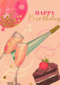 verjaardag kaart happy birthday taart en bubbels
