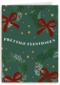 kerstkaart met kerststrikken op groene achtergrond