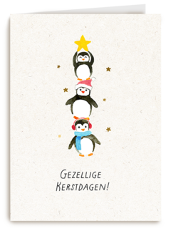 Kinderpostzegels Gezellige Pinguin kerstdagen