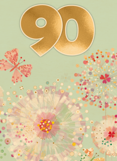 Turnowsky kaart met bloemen en vlinders 90 jaar