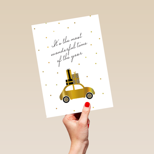 kerstkaart auto it is the most wonderful time of the year