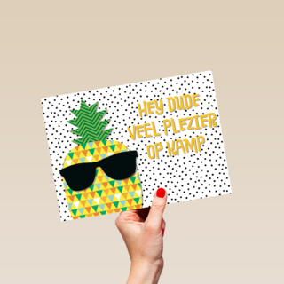 op kamp kaart met de tekst hey dude veel plezier op kamp