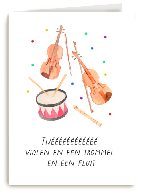 Verjaardagskaart muziekinstrumenten