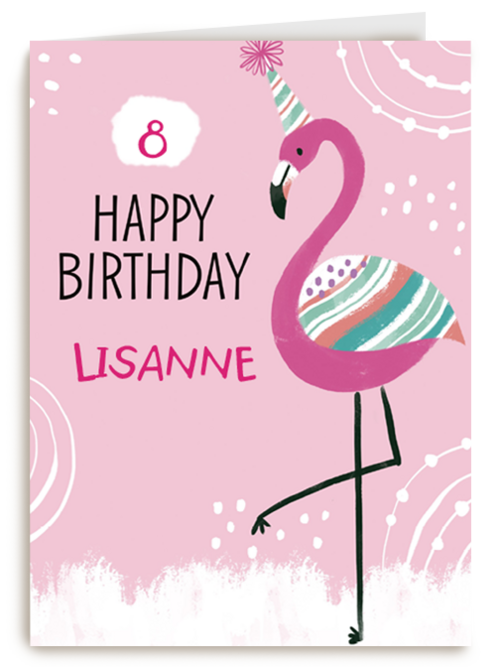 Verjaardagskaart flamingo aanpasbare tekst