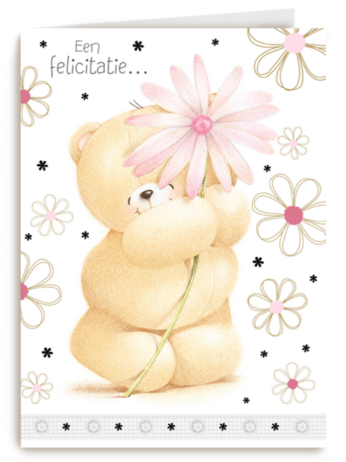 Verjaardagskaart Hallmark | Beer Met Bloemen Roze En Wit