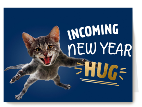 nieuwjaarskaart hip incoming new year hug