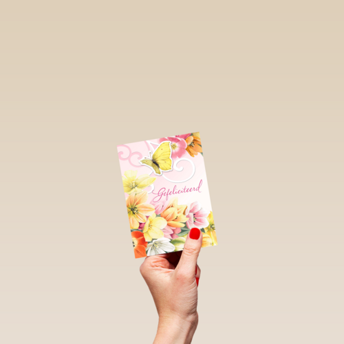 kleurrijke bloemetjes met vlinder