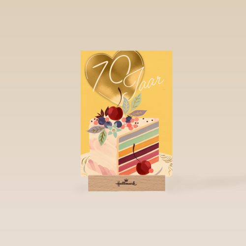 verjaardagskaart voor 70 jaar met cake