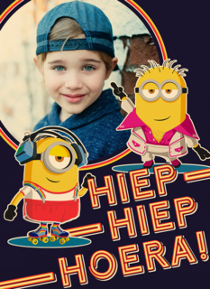 Minions fotokaart hiep hiep hoera