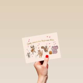 Geboortekaart grote avonturen beginnen klein