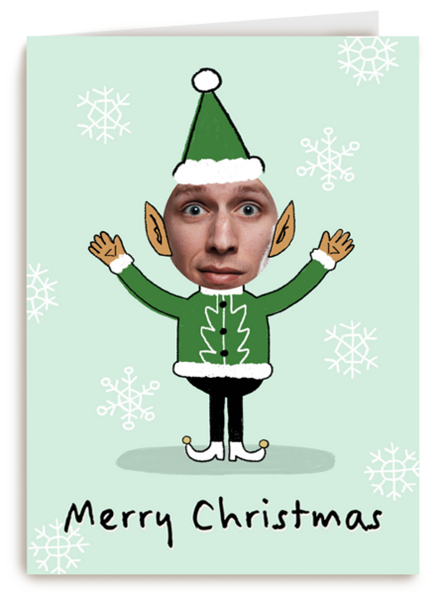 merry christmas met deze foto elf kaart
