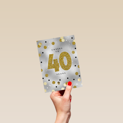 Verjaardagskaart leeftijden 40 Cheers to forty years goud zilver