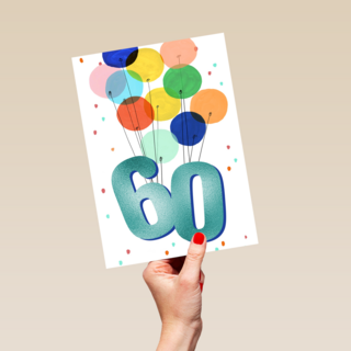 Verjaardagskaart 60 met ballonnen