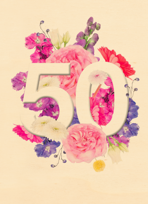 Verjaardagskaart 50 bloemen