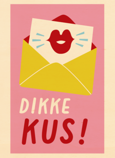 Zomaar kaartje dikke kus roze