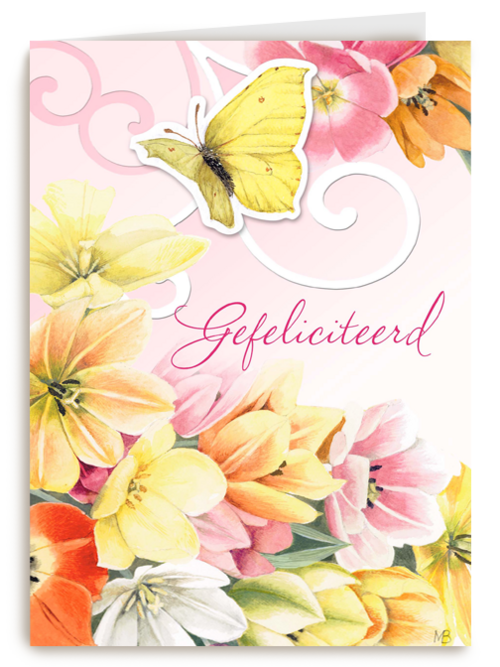 kleurrijke bloemetjes met vlinder