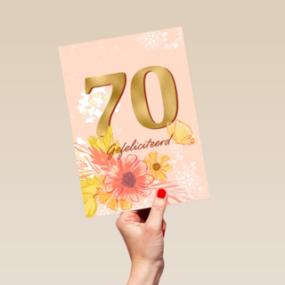 Verjaardagskaart 70 met bloemen