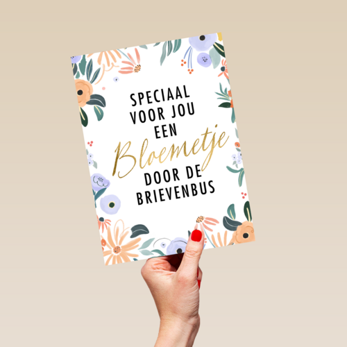 kaart klassiek een bloemetje door de brievenbus