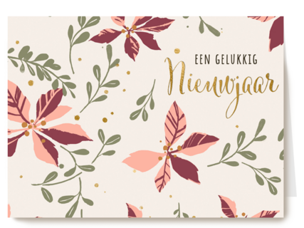 Nieuwjaar kaart roze kerstster