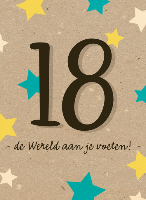 Verjaardagskaart 18 de wereld aan je voeten