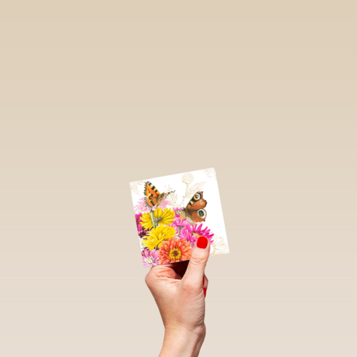 Kaart flowers by Marjolein Bastin vlinders roze geel