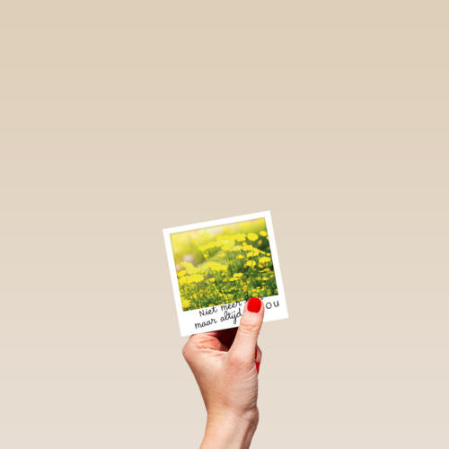 polaroid kaart niet meer hier maar altijd bij jou
