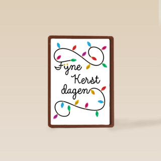 kerstkaart klassiek snoer met lampjes fijne kerstdagen