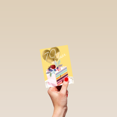 verjaardagskaart voor 70 jaar met cake