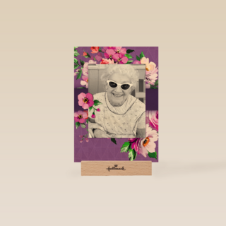 fotokaart staand paars met bloemen