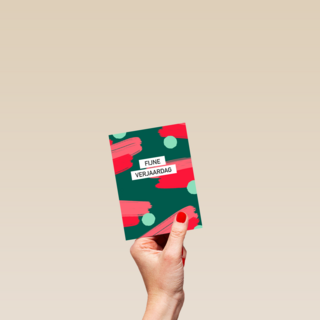 verjaardag kaart stijlvol fijne verjaardag groen rood
