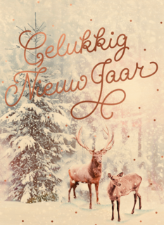 nieuwjaarskaart gelukkig nieuwjaar hert