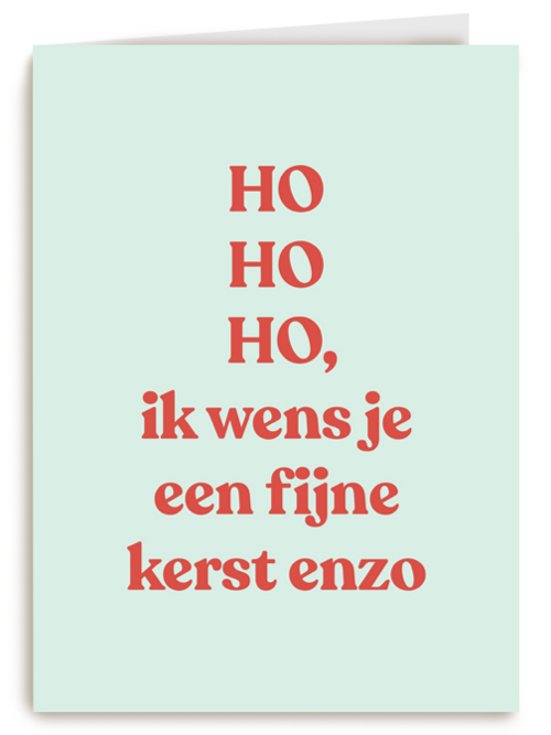 kerstkaart hohoho ik wens je fijne kerst enzo
