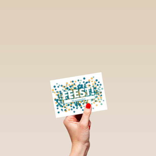 uitnodiging feest blauwe confetti