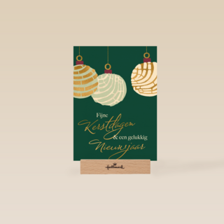 Kerstkaart kerstballen stijlvol