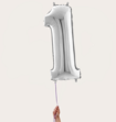 Cijferballon 1 Jaar Zilver XL