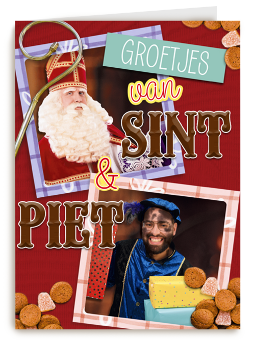 Sinterklaas kaart groetjes van Sint en piet