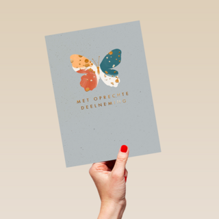 Condoleance oprechte deelneming vlinder grijs