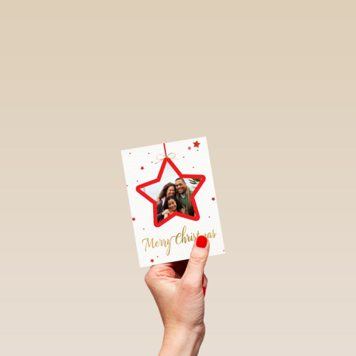 kerstkaart fotokaart rode kerstster